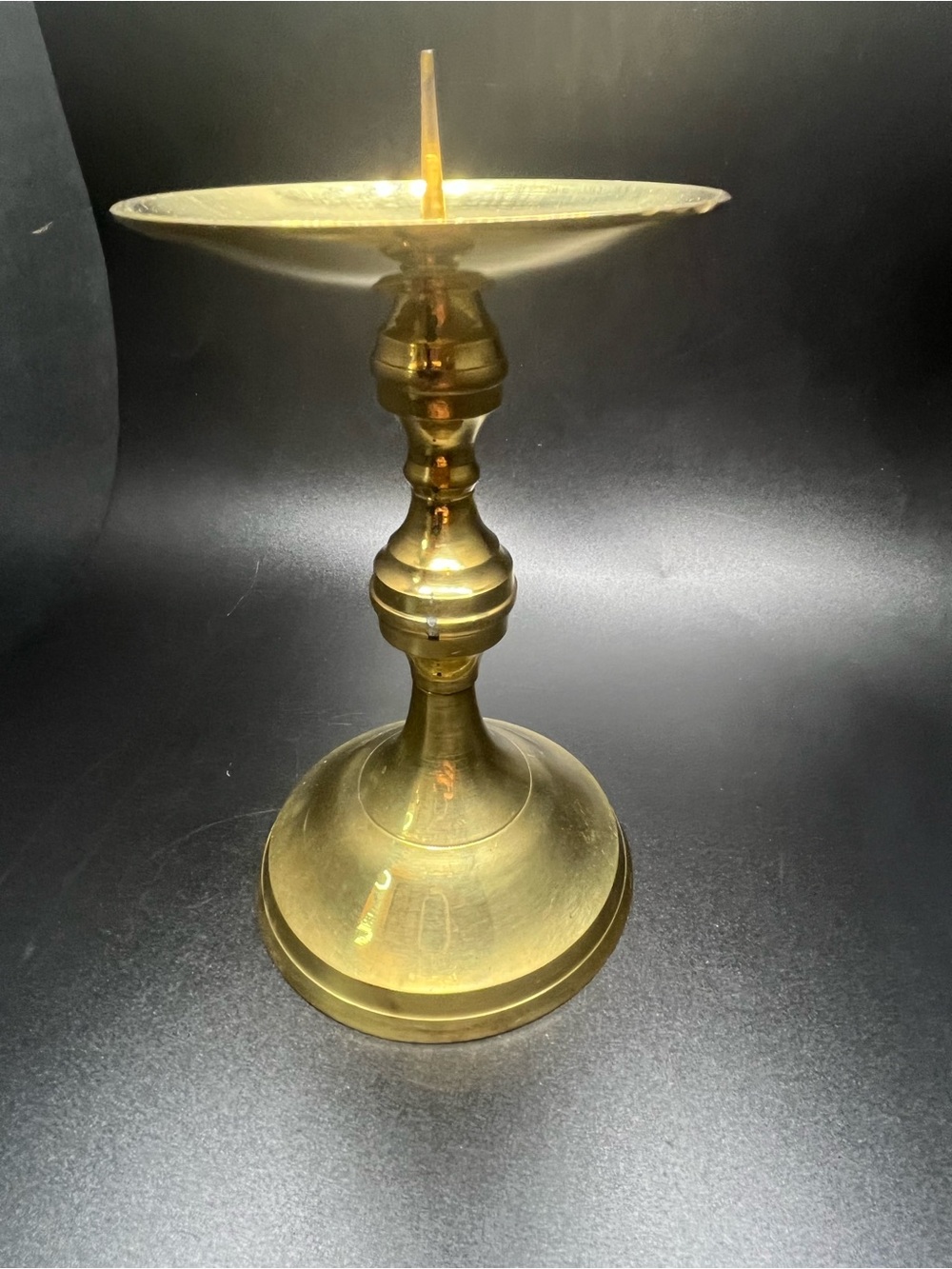 Vintage Solid Brass Pillar Candle Holder 6” Handcrafted India